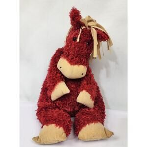 Jellycat Horse Red Bunglie 17" Large Plush Stuffed Pony Tan Muzzle Mane Hooves